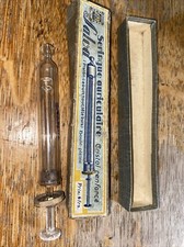 Antique French Glass Ear Syringe with Bent Bulb Nozzle - Boxed. Salva Seringue A