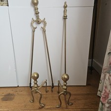 Vintage Solid Brass Fire Dogs