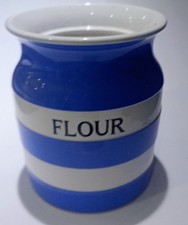 Large TG Green Cornish Ware Blue & WHite Jar for Flour No Lid 20cm high