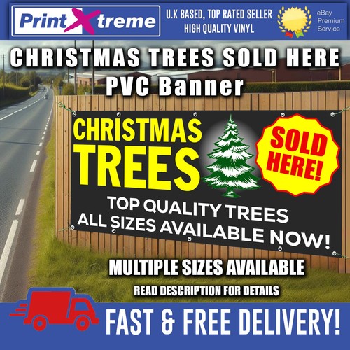 Pvc banner christmas - banner, trees