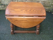 Antique Small Oak Drop Leaf Coffee Side Table Needs Restoration