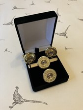 Holland And Holland Gift Set cartridge cap cufflinks, tie slide & Lapel Pin.