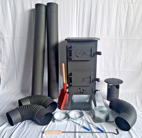 Wood log burner stove flue - wood,