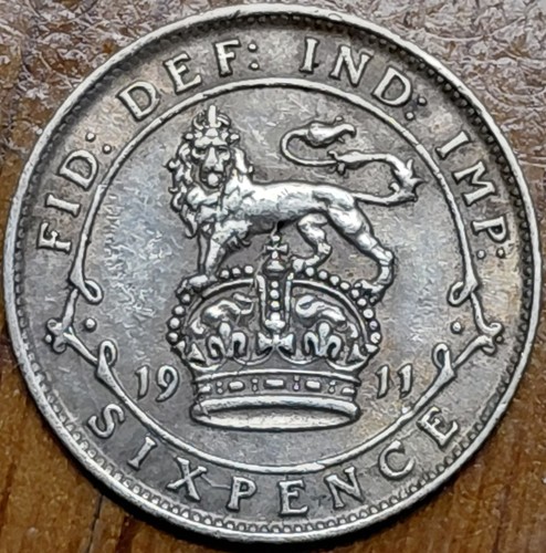 1911 king george sixpence 6d - king,