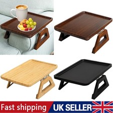 Wooden Sofa Arm Rest Tray Clip-On Serving Table Snack Holder Armrest Organiser E