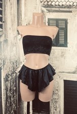 Black sliPpy soft satin silk effect sissy cami knickers panties L/XL R51