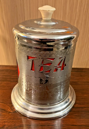 Vintage chrome tea caddy - vintage,
