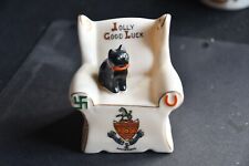 CARLTON CRESTED CHINA BLACK CAT ON UPHOLSTERED ARMCHAIR EASTBOURNE
