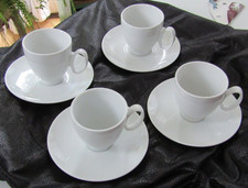 4 White Elegant  Guy Degrenne  French Porcelaine Espresso Cups and Saucers