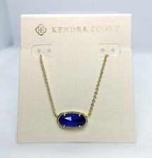 New Kendra Scott Elisa Gold Pendant Necklace In Cobalt Blue