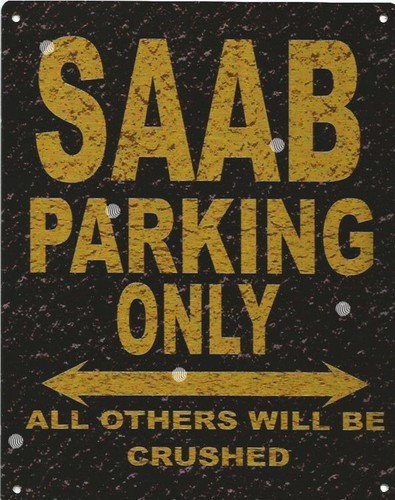 Saab parking metal - parking, sign