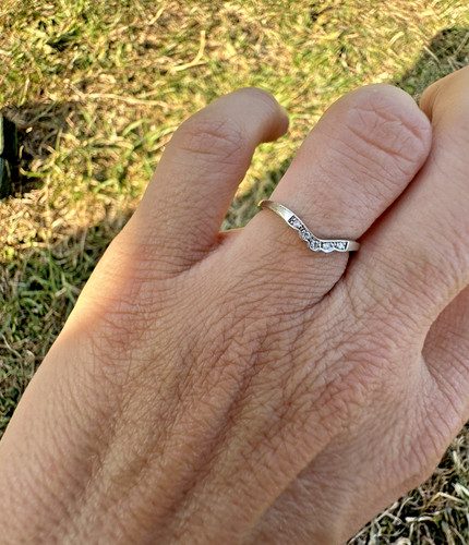 Vintage wishbone ring - gold, and