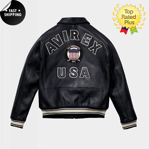Men avirex black real bomber - men,