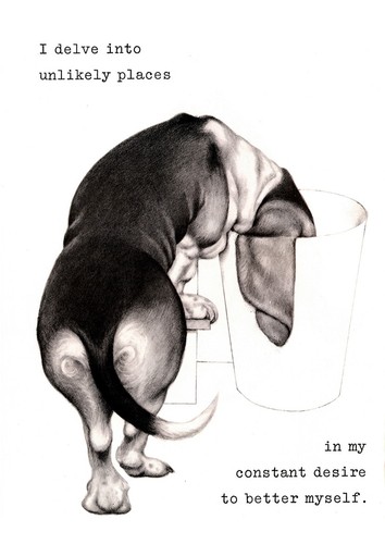 Basset hound dog greeting - greeting, card