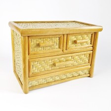 Chest of Drawers 7" Miniature 1/4 Scale Wooden Wicker Vintage French Riviera