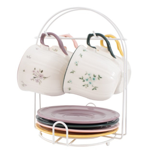 Teacup saucer set 4 with - &,