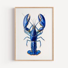 Blue Lobster Art Print Coastal
