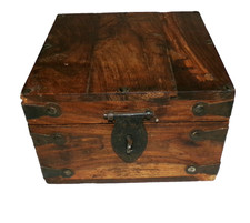 Wooden Rustic Box with Metal Handles & Decorations
