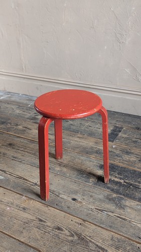 Red painted bentwood - bentwood, stool