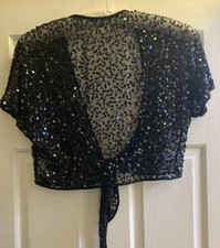 E-vie Black Sequin Bolero Cover up Size 18-20 Lovely over dress  party, Xmas