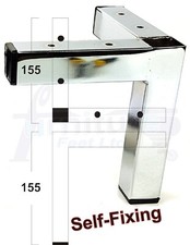 4 Metal Furniture Legs Replacement Sofa Chair Feet 155mm High Chrome (Self-Fix)