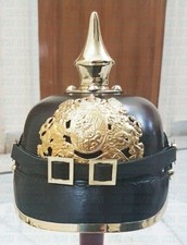 German Bavarian Officer Leather Pickelhaube Helmet WW1 WW2 Spiked Helmet LARP