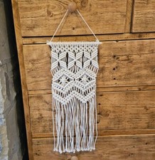 Boho Bohemian Rope Cream Neutral Macrame Wall Art Textiles Hanging Knot Wood 