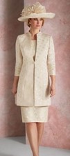 ? Special Occasion Condici Size 12 Cream Gold Shimmer Lace Dress & Coat New