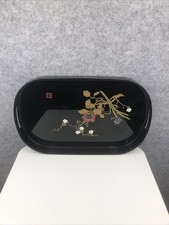 Vintage Hand-Painted Japanese Lacquer Large Tray  Floral Design-  For M&S