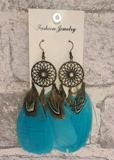 Blue Feather Boho Drop