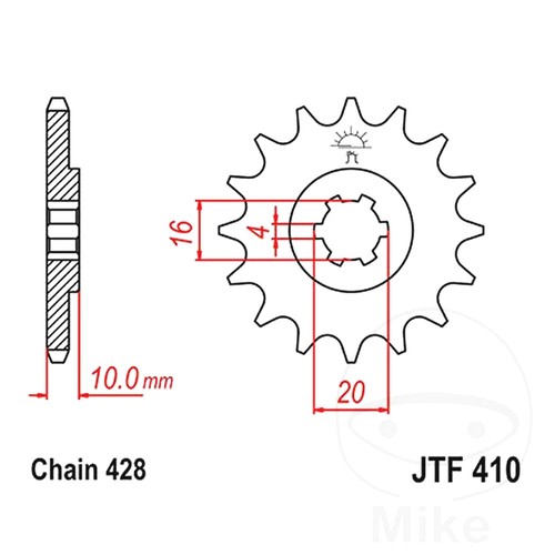 Front sprocket tooth - front,