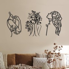 3 Pcs Metal Wall Art Decor Minimalist Abstract Woman Wall Art Metal Modern Line