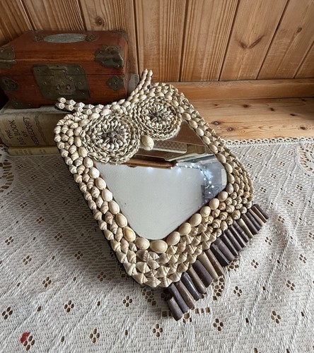 Vintage shell mirror owl - vintage,