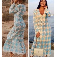ZARA BLUE WHITE CROCHET DRESS