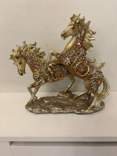 Ornate rearing horses - rearing, figurine