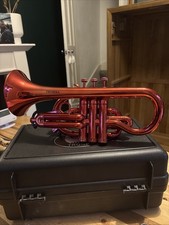 Tromba Plastic Cornet Trumpet with Case Musical Instrument Metallic Red Used