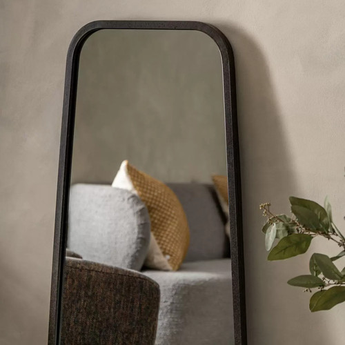 Leaner mirror black curved - black,