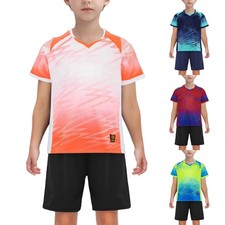 UK Boys Football Training Uniform Short Sleeve T-Shirt with Drawstring Shorts
