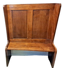 Antique Welsh  Pine Settle With High Panel Back