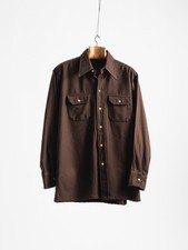 Vintage 70s Brown Wool Button-Up Overshirt – Size Large