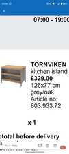 Kitchen Island Tornviken Grey/Oak 126x77cm With Shelves/Seating Area