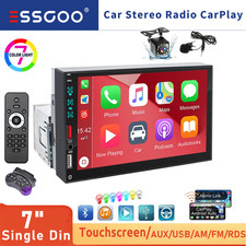 7" Single 1DIN Car Stereo Radio CarPlay Android Auto Touch Screen MP5 BT SWC CAM
