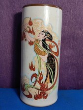 Vintage Chinese Porcelain Sleeve Vase Painted Da Qing Guangxu Nian Zhi Marked