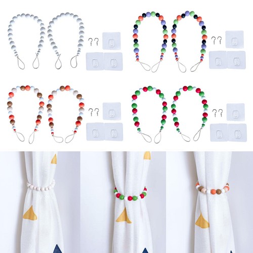 Wood bead curtain tieback - bead,
