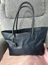 Radley London Southwark Lane large zip-top tote bag in ink blue leather.