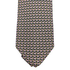 Salvatore Ferragamo Mens 100% Silk Horse Print Taupe Pink Tie