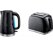 Russell Hobbs Black Honeycomb 2-Slice Toaster and Kettle Set