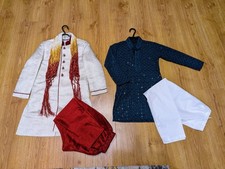 X2 Boys Indian Wedding Outfit/Sherwani 2 Piece Outfit,  Green & Gold Age 6