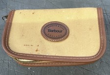 BARBOUR CANVAS & LEATHER SHEEPS WOOL LINED FLY WALLET WITH LOADS OF TROUT FLIES