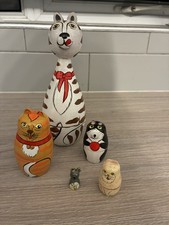 Christmas Russian doll cats Animals Wooden Toy nestling stacking 